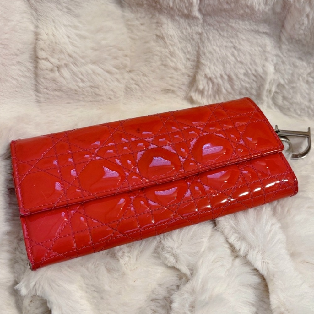 Dior Red Patent Leather Clutch Wallet